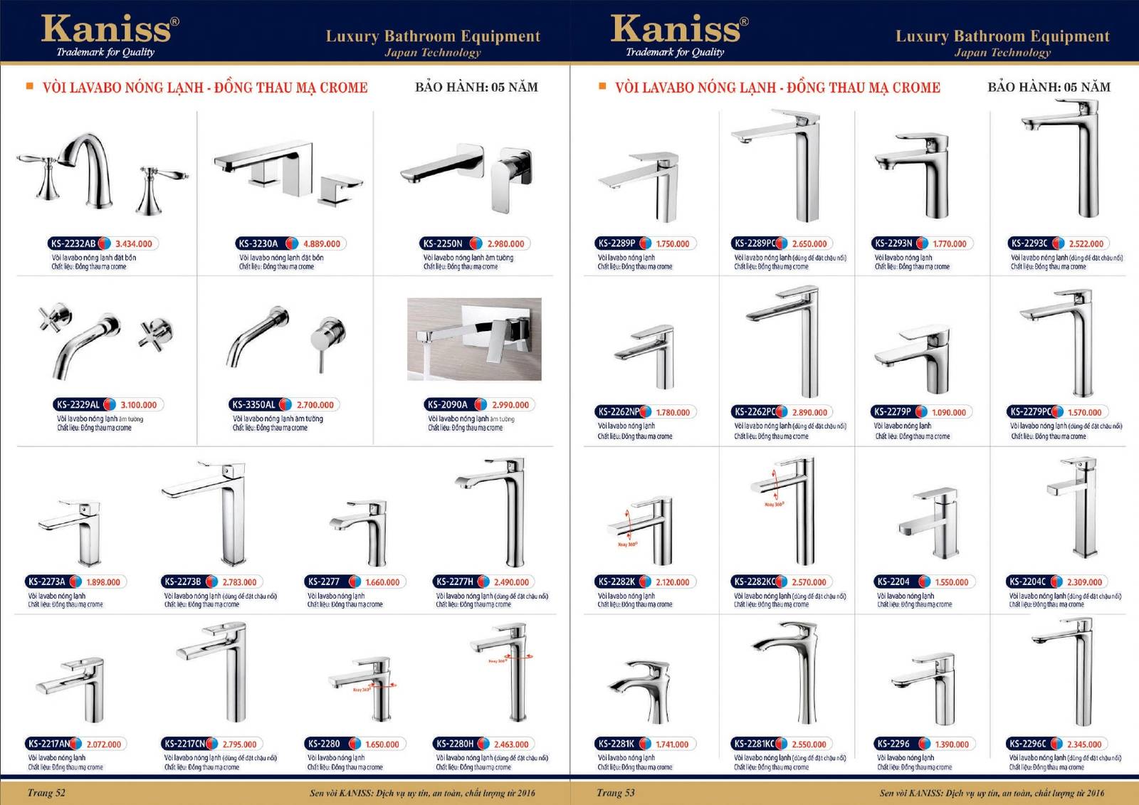 Bảng giá và Catalogue Thiết bị vệ sinh KANISS mới nhất 2025 /Page 27